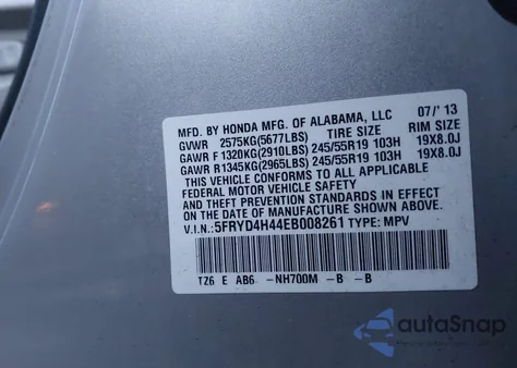 2014 Acura Mdx Technology Package from USA, damaged, VIN 5FRYD4H44EB008261